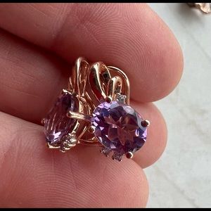 Vintage Amethyst Spinel Sterling Vermeil Post Earrings
